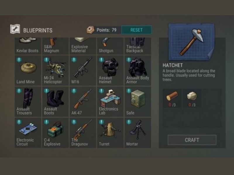 Kho vũ khí đồ sộ trong Last Day on Earth Mod APK