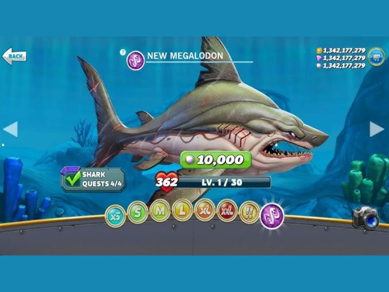 Vô hạn tiền, kim cương trong Hungry Shark World Hack