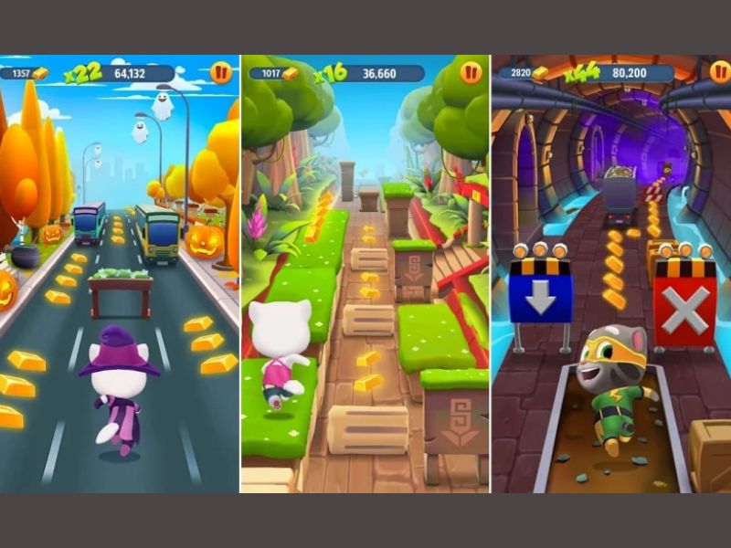 Talking Tom Gold Run Đa Dạng Đường Chạy Và Địa Điểm 