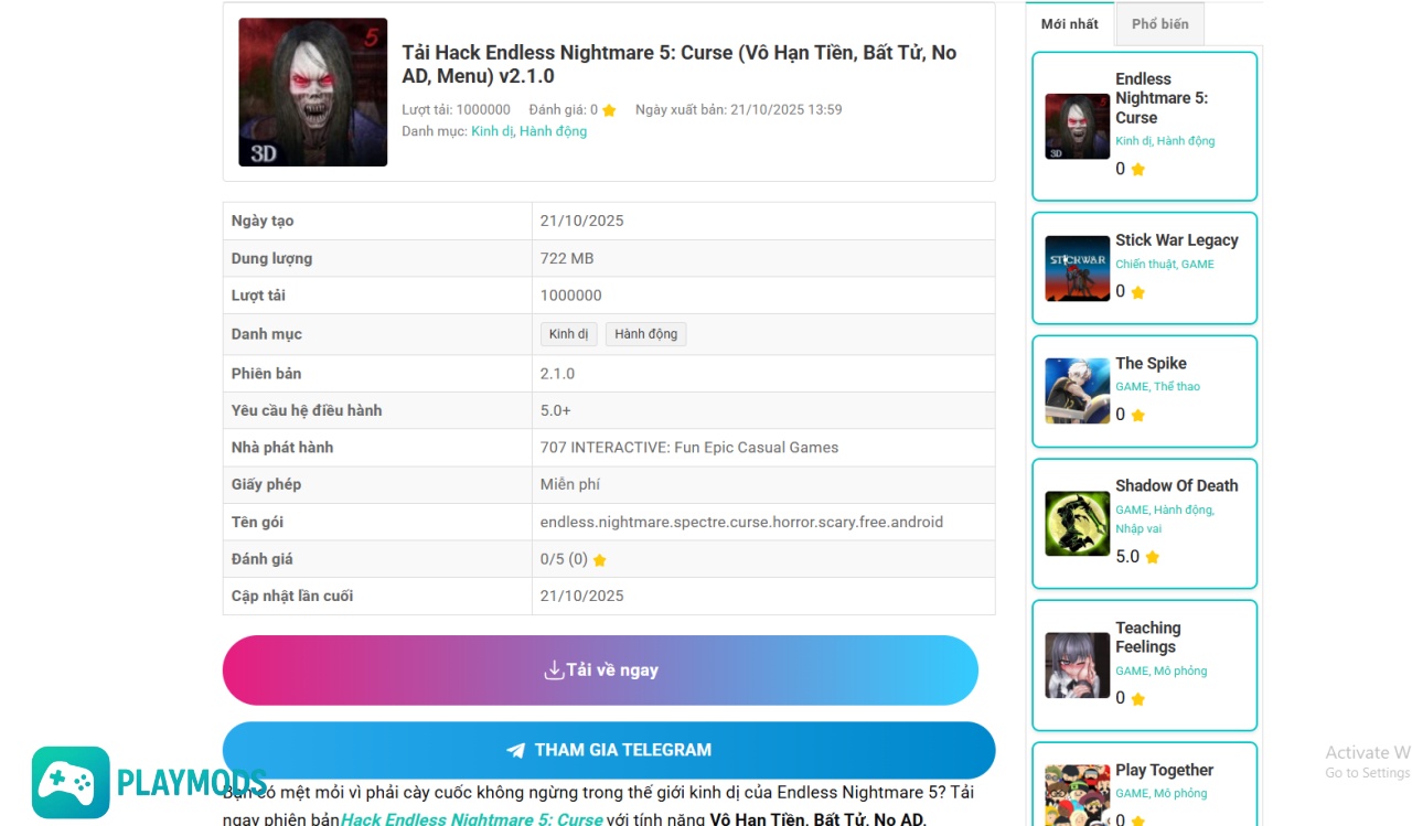 Tải hack Endless Nightmare 5: Curse tại PlayMods