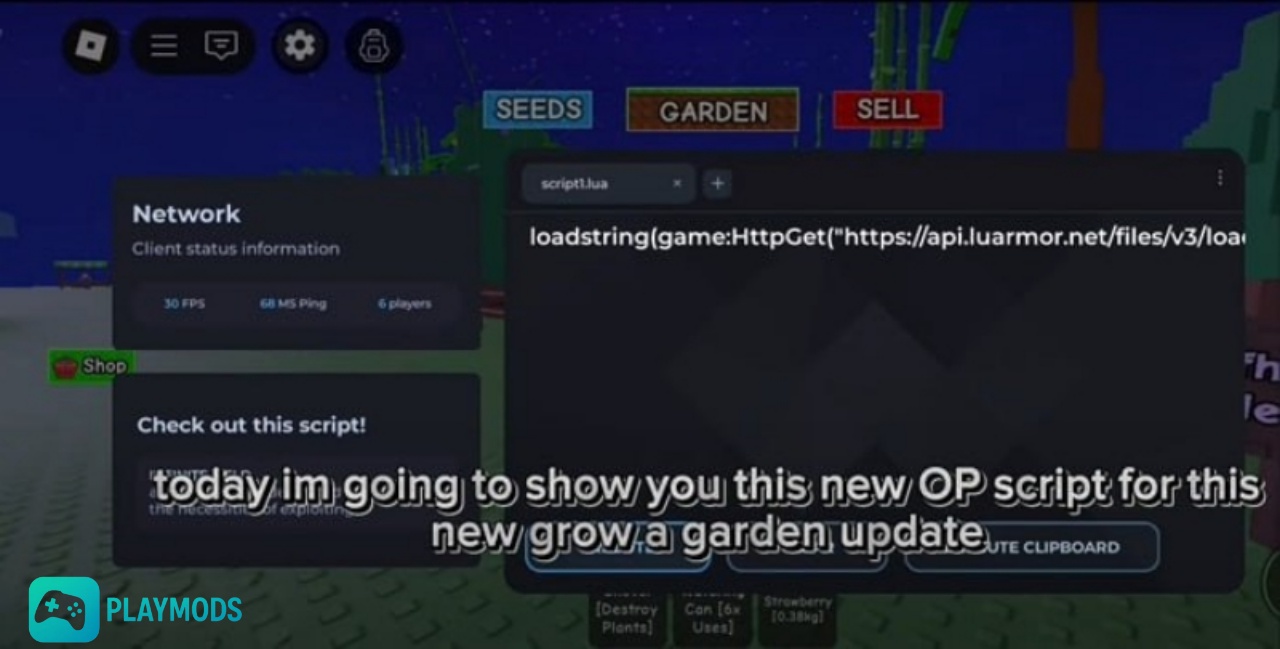 Dán Script để kích hoạt hack Grow A Garden 