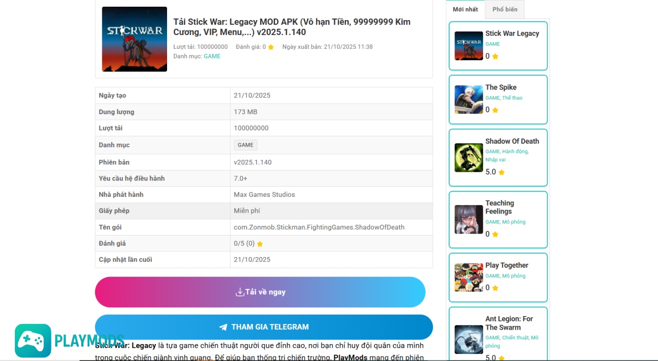 Tải Stick War Legacy tại PlayMods