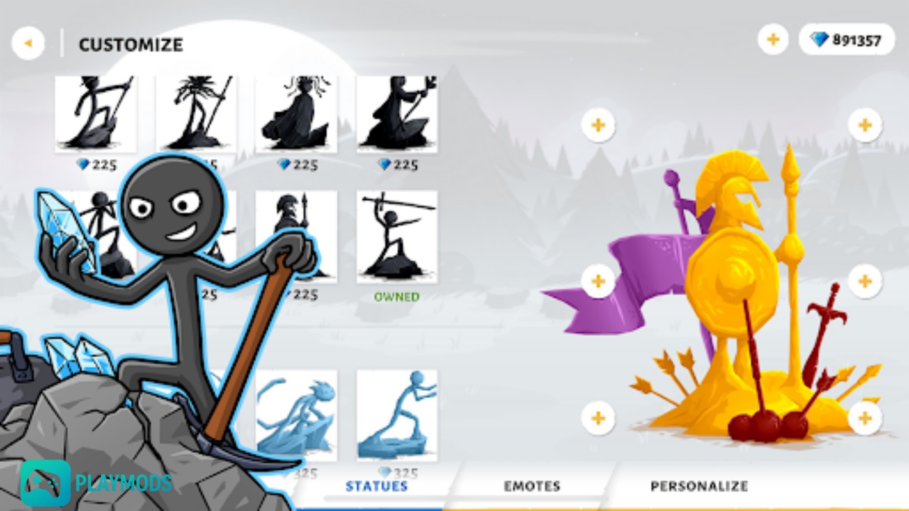 Hack Stick War Saga MOD APK (Vô Hạn Tiền, Menu) v2026.5.4969 Hệ thống chiến minh đa dạng trong Stick War Sage
