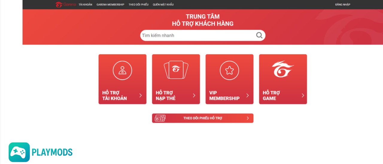 Truy cập trang web chính chủ của Garena