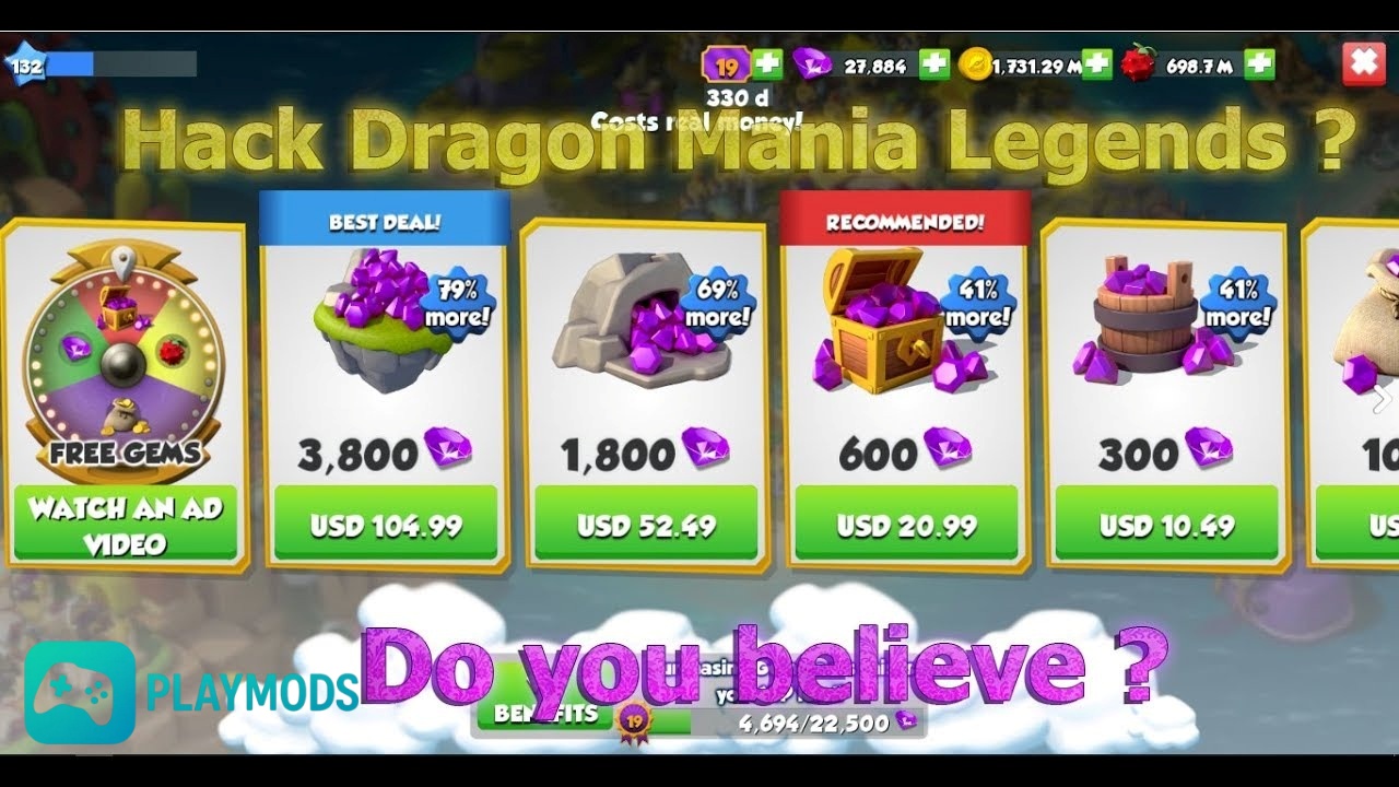 Tải Dragon Mania Legends Hack (Full Kim Cương, Tiền) v9.0.0n