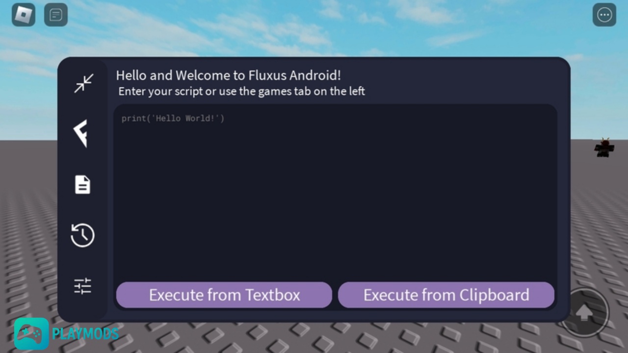 Sử dụng script tại Fluxus Roblox APK