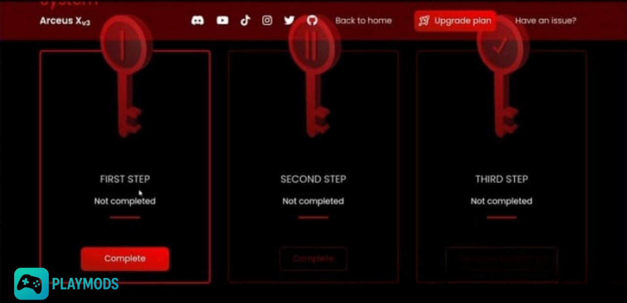 Tải Arceus X NEO APK v1.9.5 APK Mới Nhất Và Các Bước Get Key Chi Tiết Nhấn chọn Complete ở phần First Step