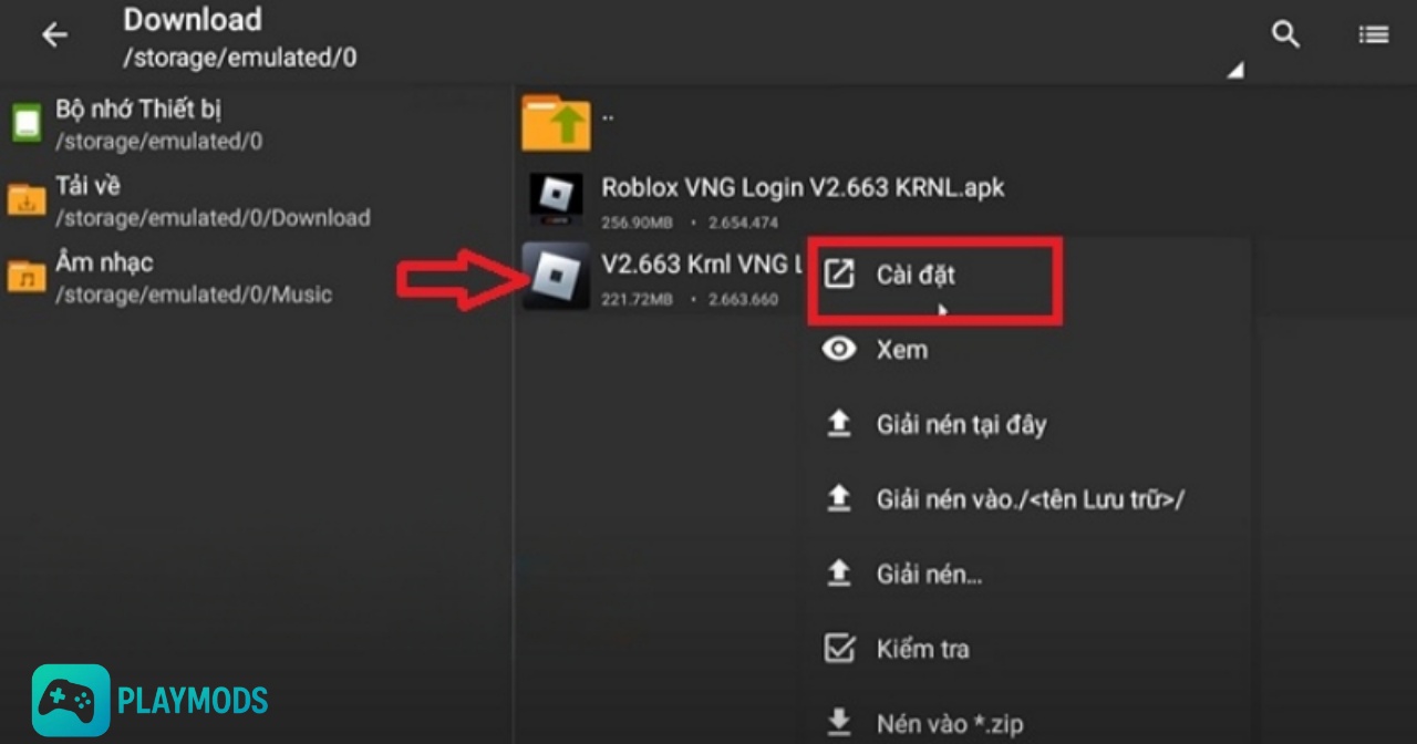 Tải Krnl X ROBLOX (VNG/QT) v2.704 Mới Nhất Cho Điện Thoại Quay lại Zarchiver để cài đặt file còn lại