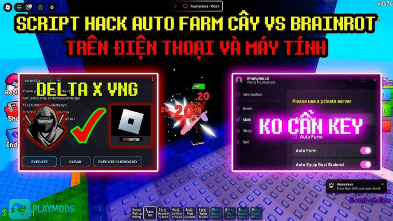Tải Hack Plants Vs Brainrots + Script (Auto Farm, Fast Attack) Mới Nhất Những công cụ hỗ trợ chạy Script nhanh và mạnh nhất