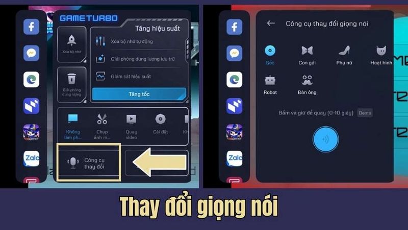 Tải Game Turbo 4.0 Apkdart Miễn Phí Cho Android Tính năng thay đổi giọng nói Voice Changer độc đáo trong Game Turbo 4.0 Apkdart