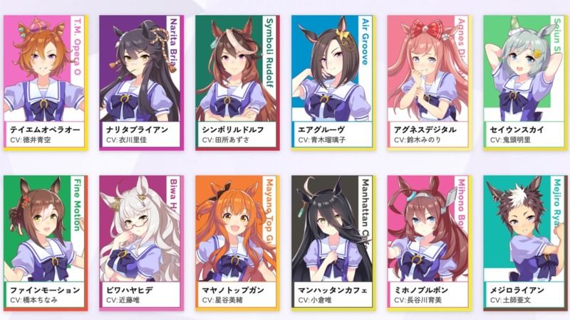 Dàn Nhân Vật Xinh Đẹp Với Thiết Kế Đa Dạng Và Sống Động Trong Uma Musume Pretty Derby APK